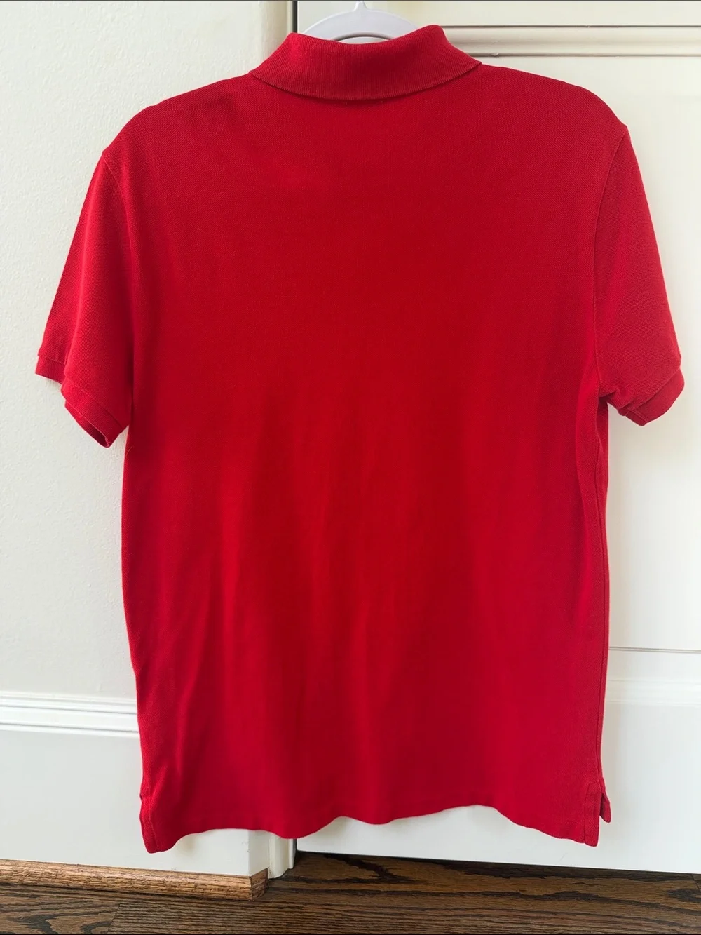 Polo by Ralph Lauren Red Slim Fit Mesh Polo with Navy Pony - size M